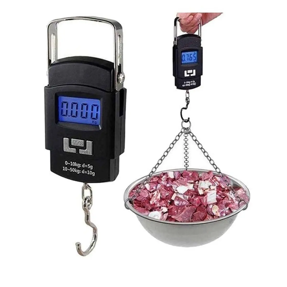 Digital Electronic Hanging Scale -Digital Weight Scale 50 KG Capacity- Black