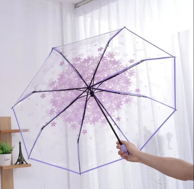Transparent Cherry Blossom Folding Umbrella